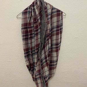 Loft Reversible Plaid/Gingham Infinity Scarf